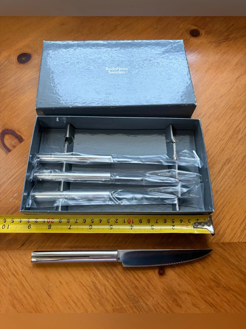 Boda Nova Sweden Steak Knives Set of 4 Stainless Steel MCM Original Box